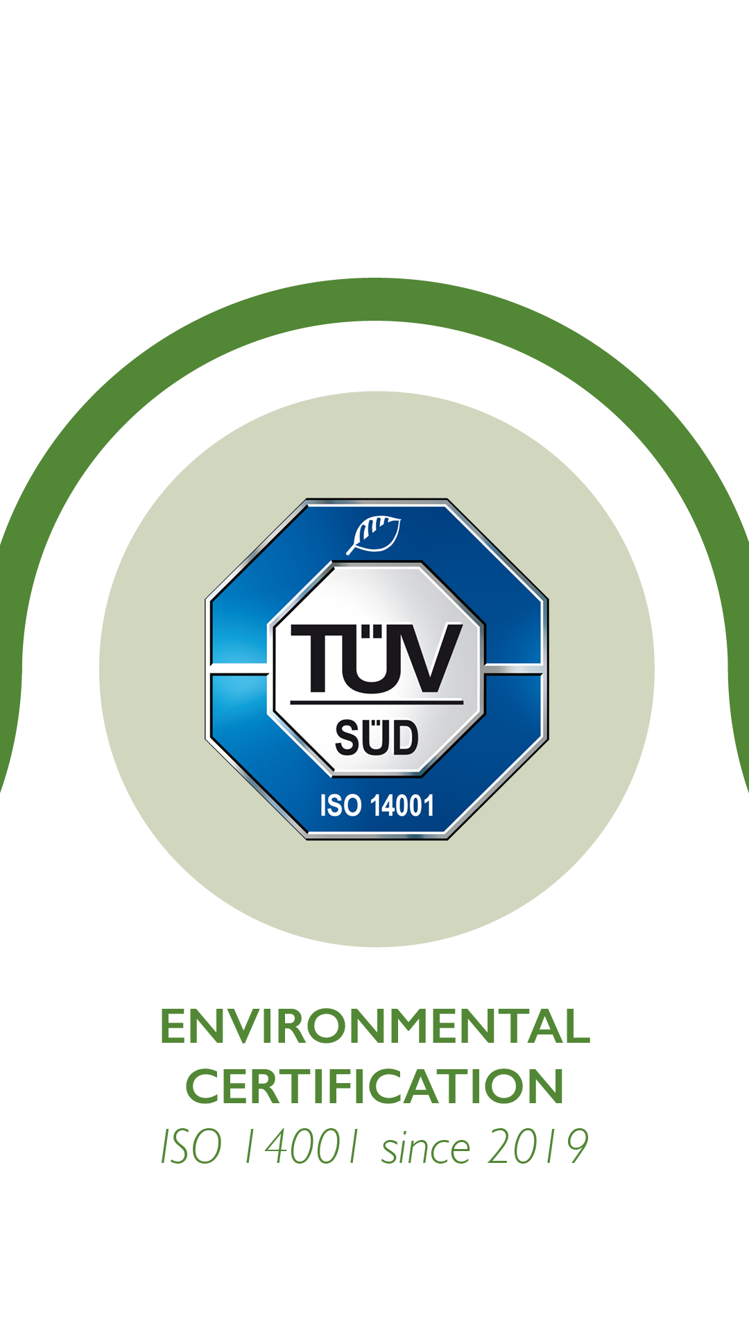 Environmental certification ISO 14001 since 2019