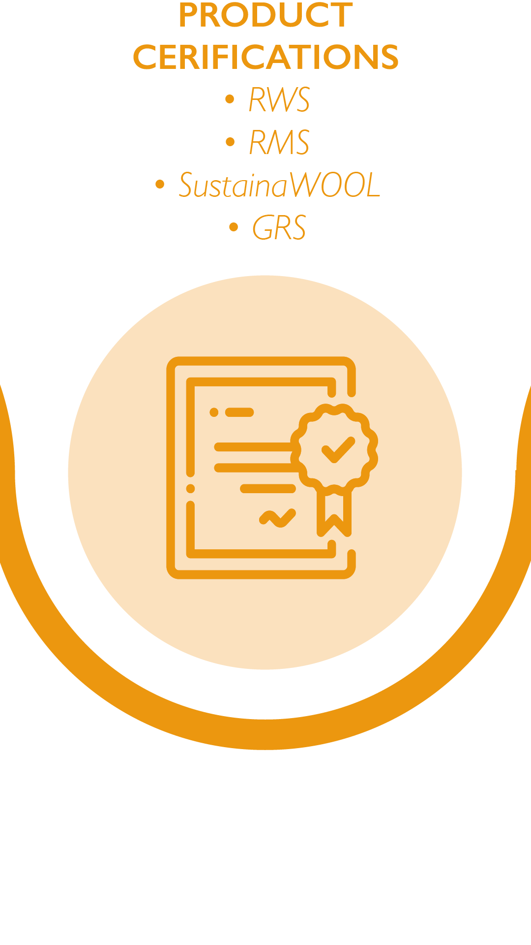 Product Certifications RWS, RMS, SustainaWOOL, GRS